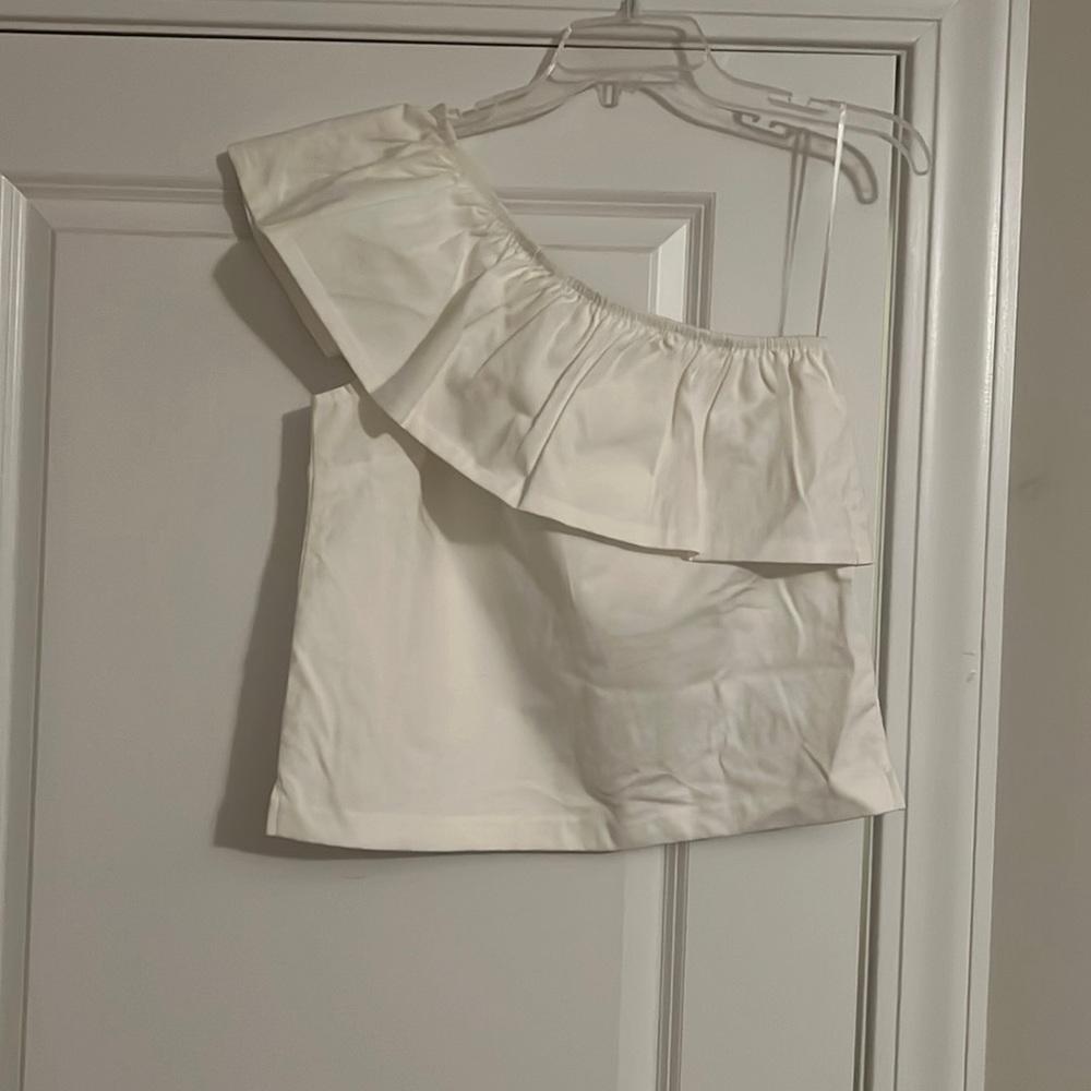 White one shoulder J. Crew top. Size small.